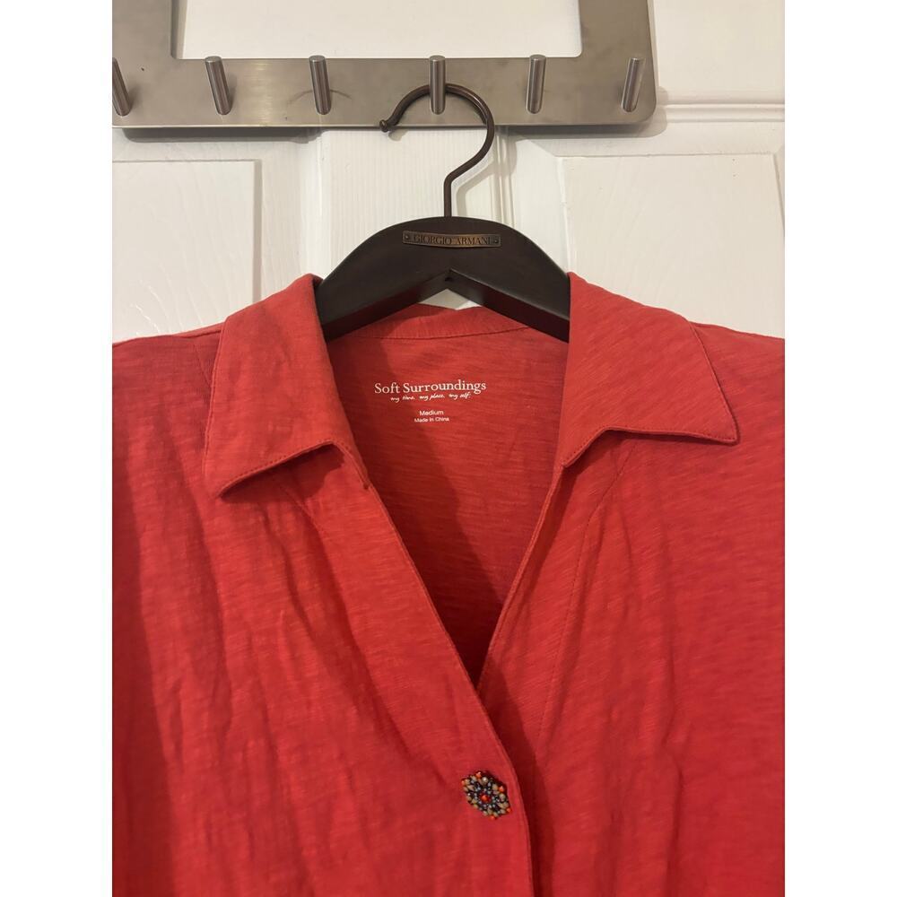 Soft Surroundings Danielle button 3/4 sleeve tunic orange sz M - Picture 3 of 10